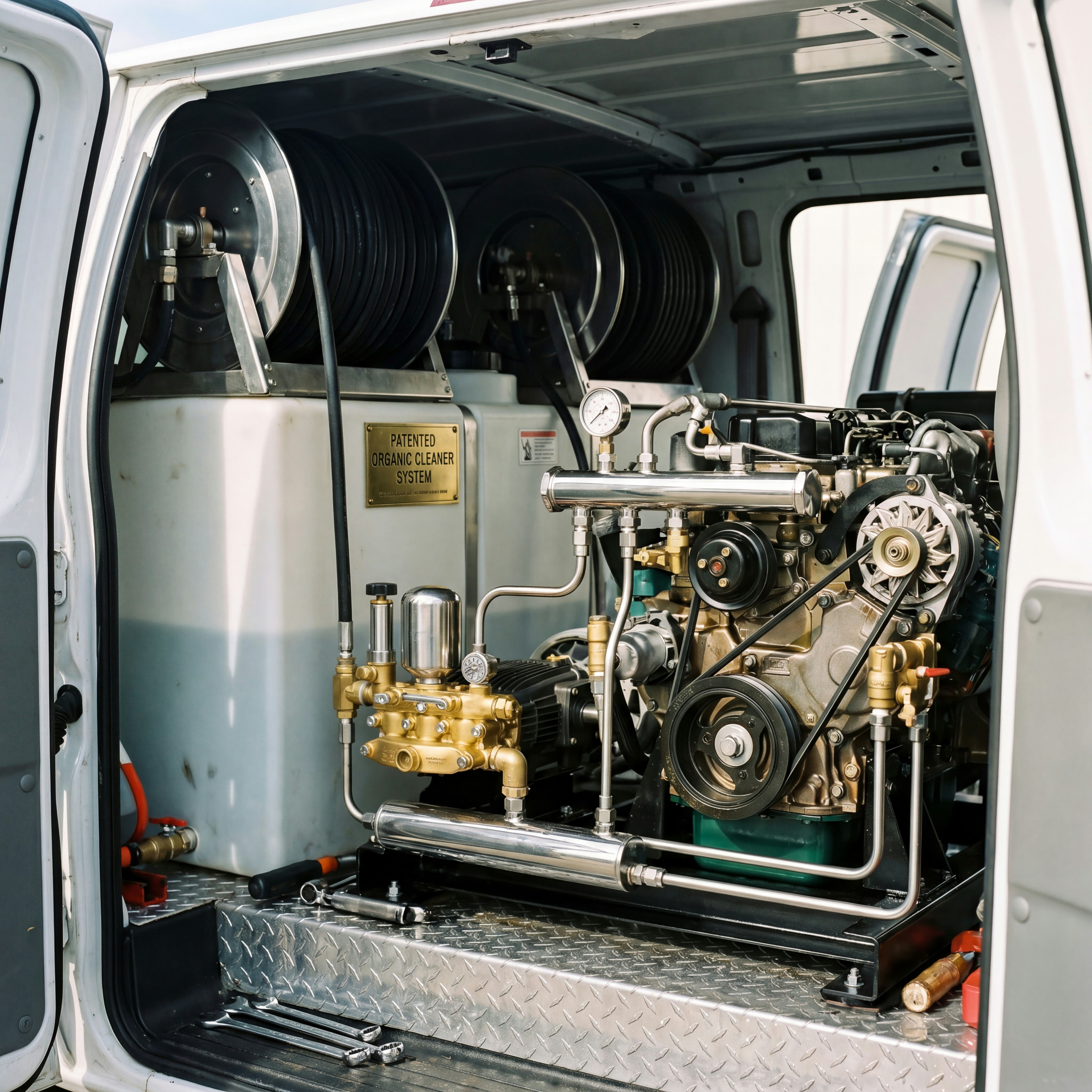 Dirt Free Carpet truck-mount unit, the same chemical-free system Aubrey has run since 1989